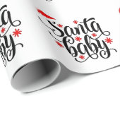 Santa Baby zwangerschapsaankondiging kerstman Cadeaupapier (Rol Hoek)