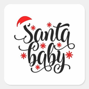 Santa Baby zwangerschapsaankondiging kerstman Vierkante Sticker