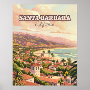 Santa Barbara Beach Central Coast Californië Retro Poster