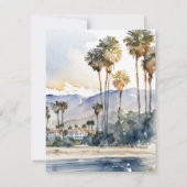Santa Barbara Beach Waterverf Wedding Kaart (Achterkant)