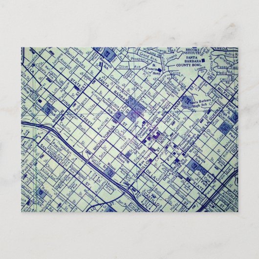 SANTA BARBARA, CA Map Briefkaart (Voorkant)