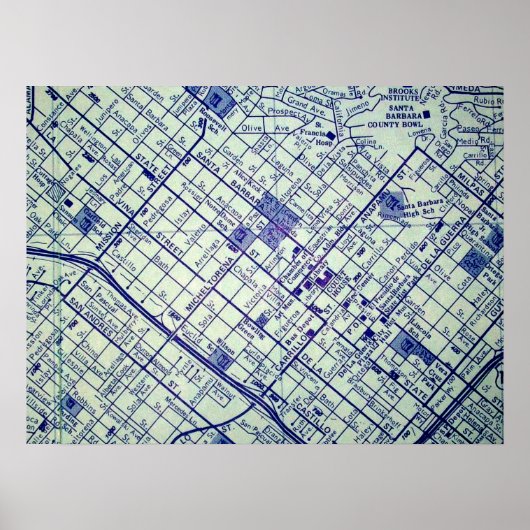 Santa Barbara, CA Map Poster (Voorkant)