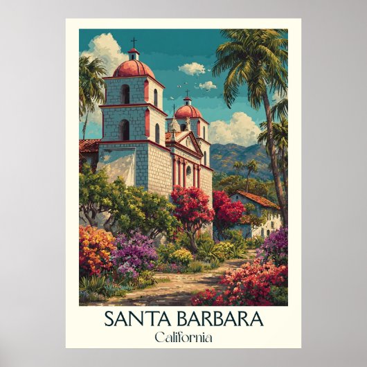 Santa Barbara California Art Print | Spaanse charm (Voorkant)