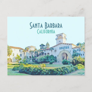 Santa Barbara California Courthouse Waterverf Briefkaart