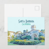Santa Barbara California Courthouse Waterverf Briefkaart (Voorkant / Achterkant)