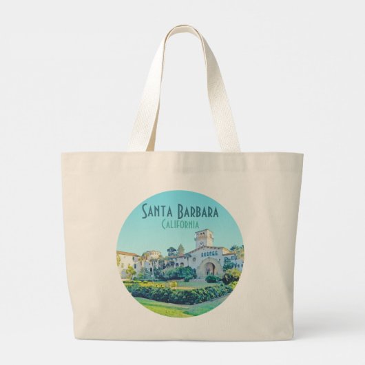 Santa Barbara California Courthouse Waterverf Grote Tote Bag (Achterkant)