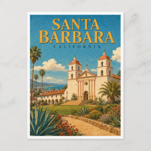 Santa Barbara California Mission Towers GeoSaga Briefkaart