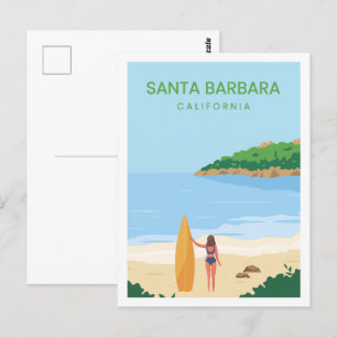 Santa Barbara California Travel Place Illustratie Briefkaart