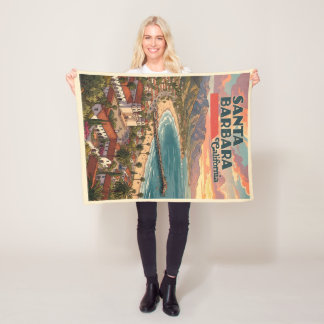Santa Barbara Californië Reis in Vintage Stijl Fleece Deken