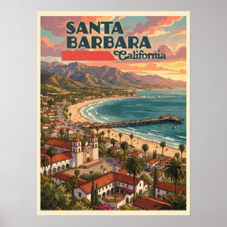 Santa Barbara Californië Reis naar het verleden Poster