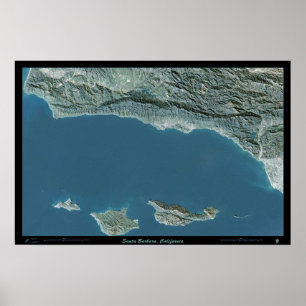 Santa Barbara, Californië-satellietfoto poster