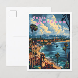 Santa Barbara Classic Art Retro Vintage Reizen Briefkaart