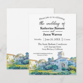 Santa Barbara Courthouse Waterverf Wedding Kaart (Voorkant / Achterkant)