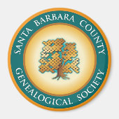 Santa Barbara Genealogical Society Magnet Magneet (Voorkant)