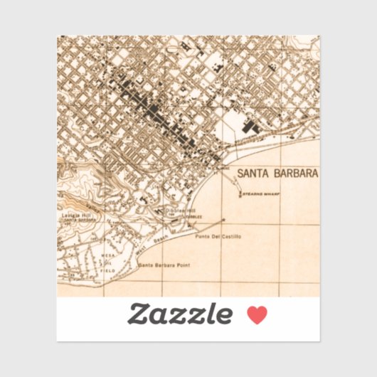 Santa Barbara  kaart verticaal briefkaart Sticker (Vel)