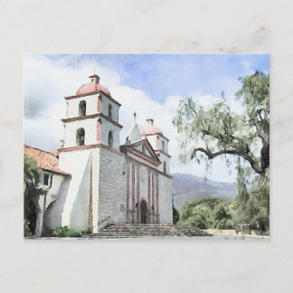 Santa Barbara Mission Waterverf Briefkaart