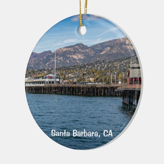 Santa Barbara, Stearns Wharf en Harbour Keramisch Ornament (Links)