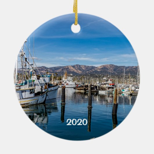 Santa Barbara, Stearns Wharf en Harbour Keramisch Ornament (Achterkant)
