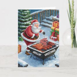 Santa Barbecue Christmas Kaart