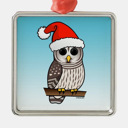 Santa Barred Owl Metalen Ornament (Voorkant)