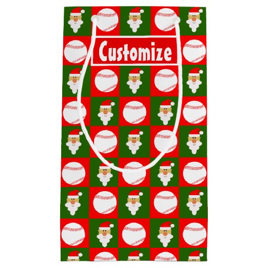 Santa Baseball Player Custom Name / Text Kerstmis Klein Cadeauzakje (Voorkant)