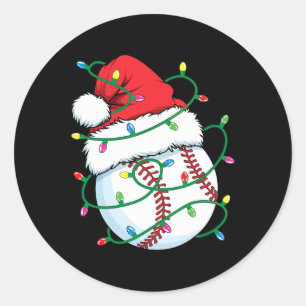 Santa Baseball Sportbal Mannen Jongens Kerst Xmas Ronde Sticker