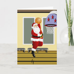 Santa Basketball Feestdagen Kaart