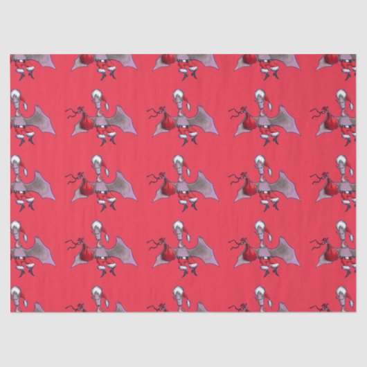 Santa Bat rood tissuepapier medium (Voorkant)