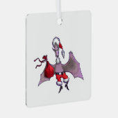 Santa Bat vierkante metalen ornament (Voorkant Rechts)