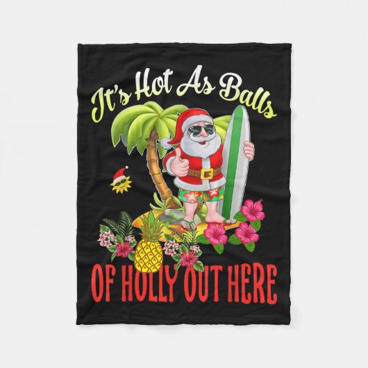 Santa Beach heet als van Holly Funny Kerstmis in j Fleece Deken (Voorkant)