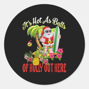 Santa Beach Heet Als Van Kerstmis Funny Christmas Ronde Sticker