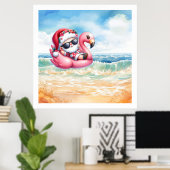 Santa Beach met Kerstmis in juli Poster (Thuiskantoor)