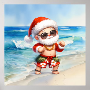 Santa Beach met Kerstmis in juli Poster