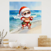 Santa Beach met Kerstmis in juli Poster (Keuken)