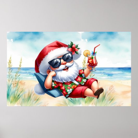Santa Beach met Kerstmis in juli Poster (Voorkant)