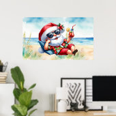 Santa Beach met Kerstmis in juli Poster (Thuiskantoor)