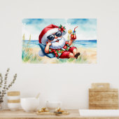 Santa Beach met Kerstmis in juli Poster (Keuken)