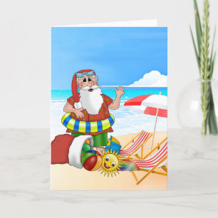 Santa Beach Tropische kerstvakantie Feestdagen Kaart