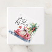 Santa Beach Vrolijk Kerstfeest Bedankjes Labels (In situ)