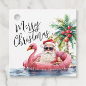 Santa Beach Vrolijk Kerstfeest Bedankjes Labels (Voorkant)