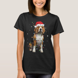 Santa Beagle met kerstverlichting Grappige hondenl T-shirt