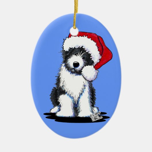 Santa Bearded Collie Oval Ornament (Voorkant)