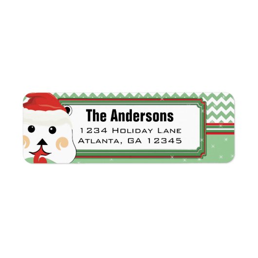 Santa Beer Chevron ZigZag-kerstterugzendadres Etiket (Voorkant)