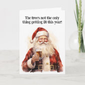 Santa Beer Lover Grappig Feestdagen Kaart (Voorkant)
