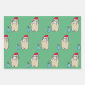 SANTA BEER MET MASKER EN ONTSMETTINGSMIDDEL inpakp Inpakpapier Vel (Voorkant)