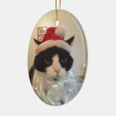 Santa Benny Cat Keramisch Ornament (Links)
