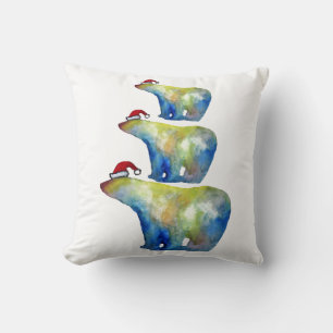 Santa Beren Waterverf Cushion Kussen