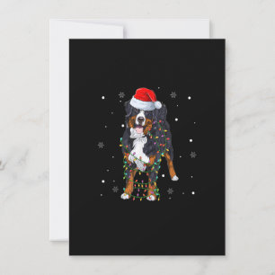 Santa Bernese Mountain Dog Xmas Tree Light Merry C Kaart