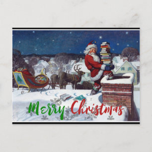 Santa bezorgt de armslag van boeken door Wyeth Briefkaart
