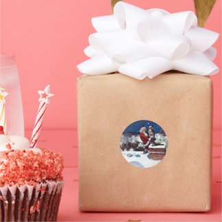 Santa bezorgt de armslag van boeken door Wyeth Ronde Sticker